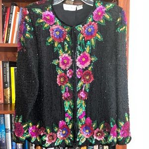 Blazer dressy silk beaded jacket medium